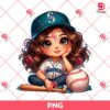 Seattle Mariners Cartoon Girl PNG, Cute Girl MLB Baseball PNG, Baseball Girl Fan PNG