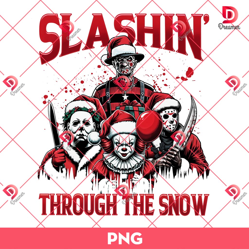 Slashing Through The Snow Horror Christmas PNG, Scary Characters Merry Christmas PNG