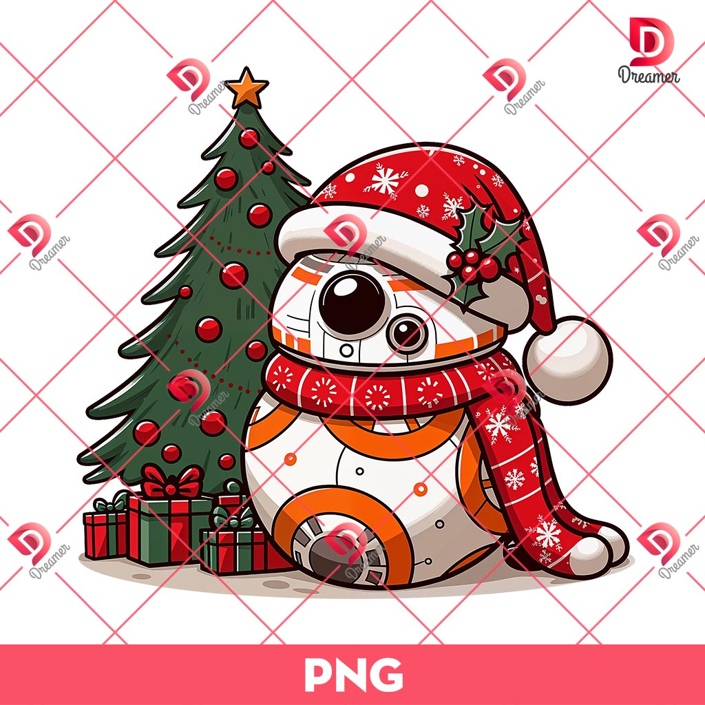 Star Wars BB-8 Merry Christmas PNG, Christmas Star Wars Movie PNG