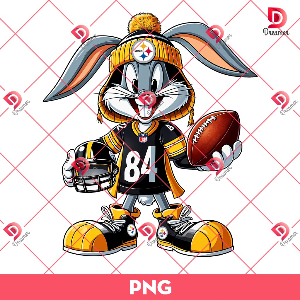 Steelers Football Bugs Bunny PNG, Cartoon NFL Pittsburgh Steelers PNG