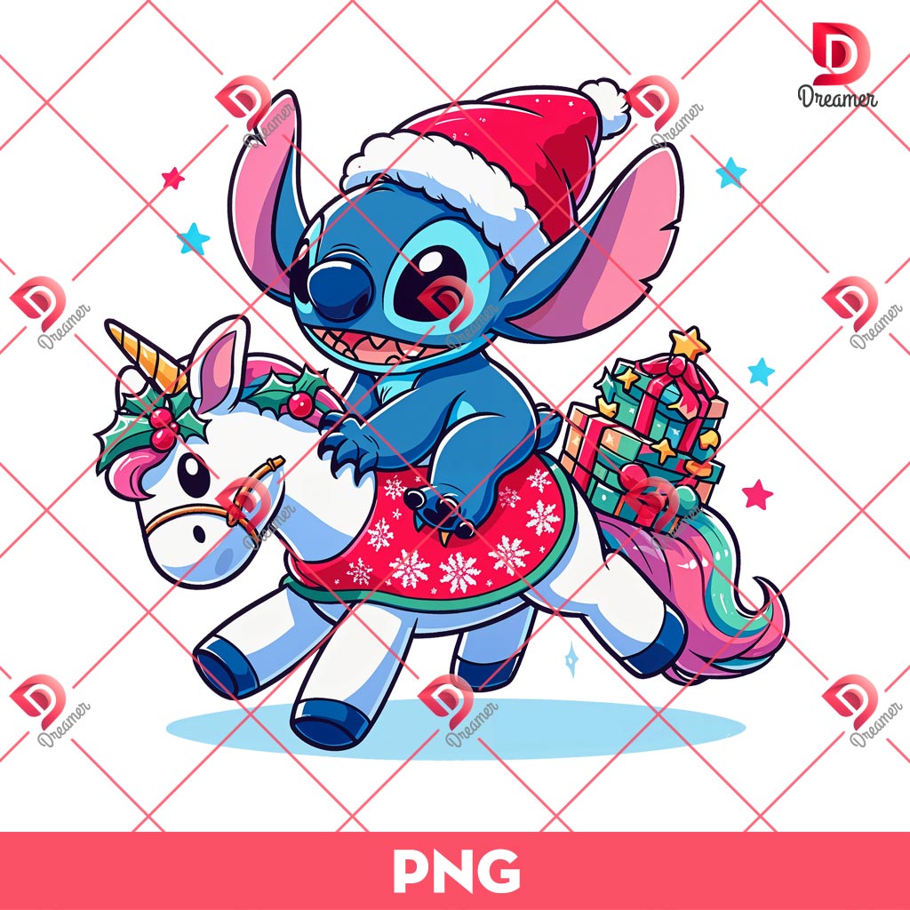 Stitch And Unicorn Christmas PNG, Merry Christmas Disney Stitch PNG