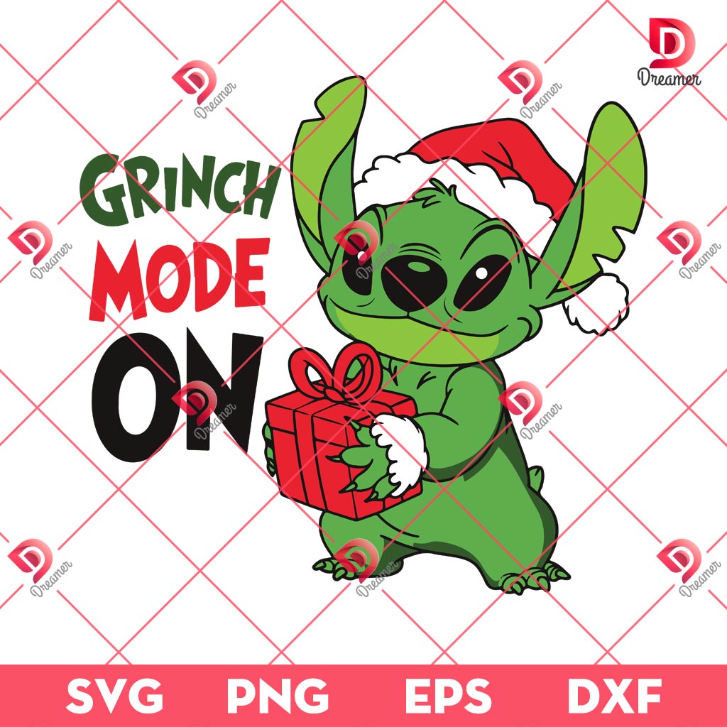 Stitch Grinch Mode On SVG PNG, Stitch Christmas SVG PNG, Merry Christmas Stitch Grinch PNG SVG