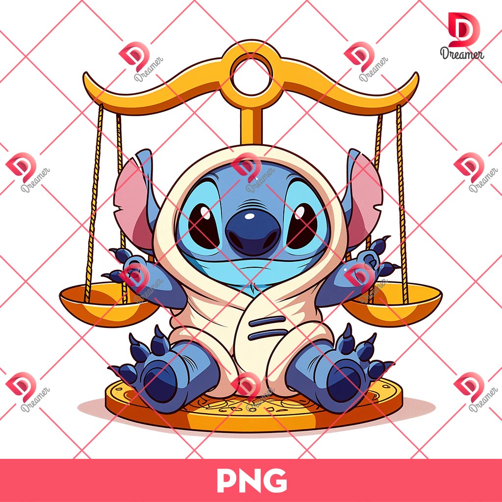 Stitch Libra PNG, Stitch Zodiac Signs PNG