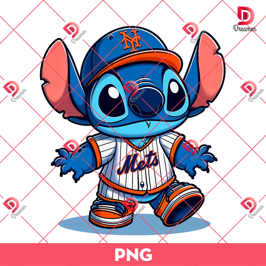 Stitch New York Mets Baseball PNG, MLB Stitch NY Mets PNG