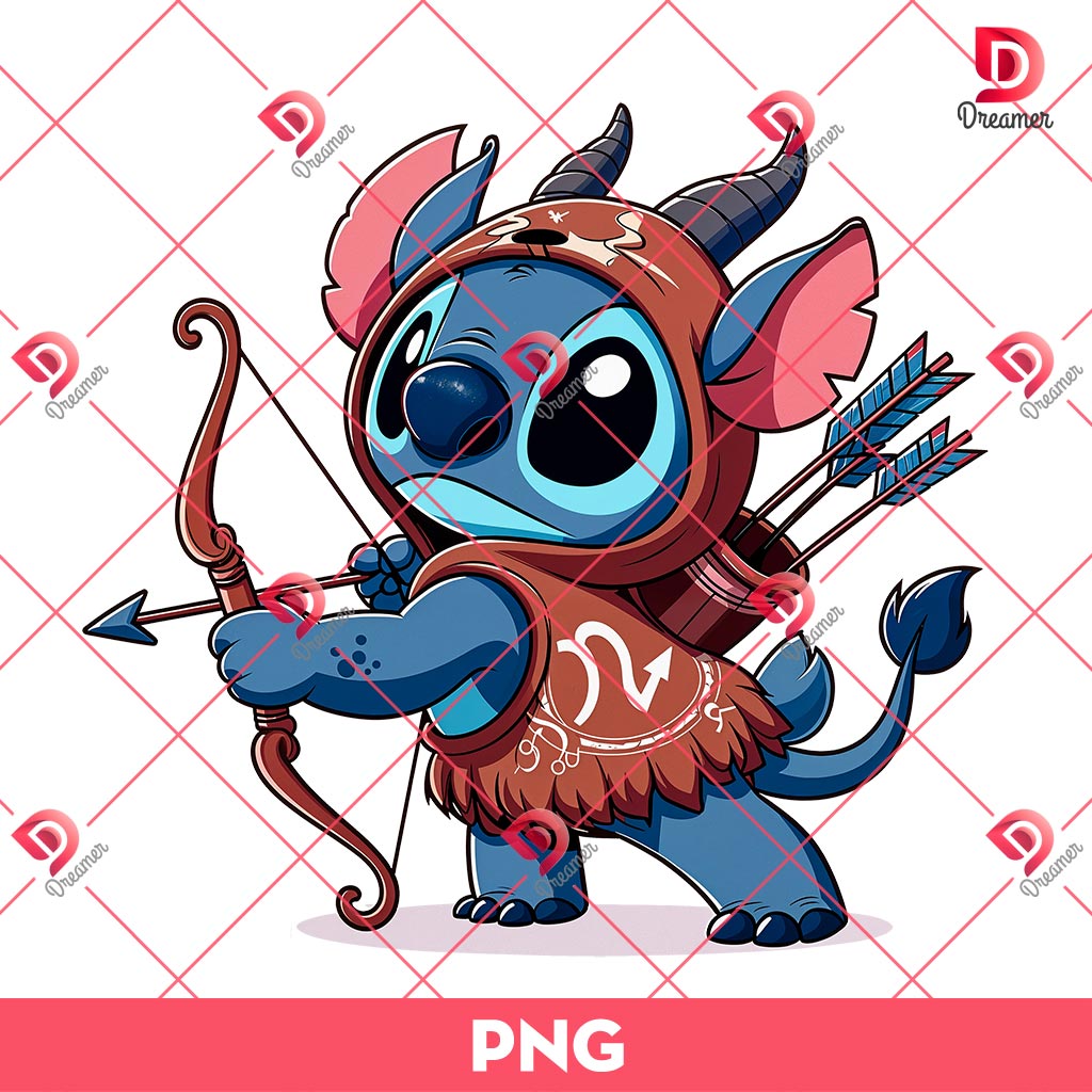 Stitch Sagittarius PNG, Stitch Zodiac Signs PNG