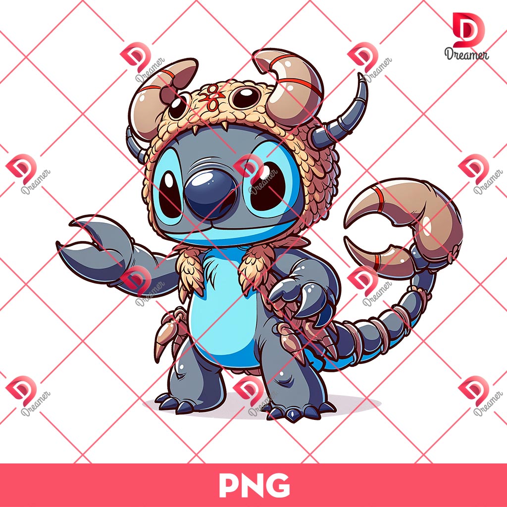 Stitch Scorpius PNG, Stitch Zodiac Signs PNG