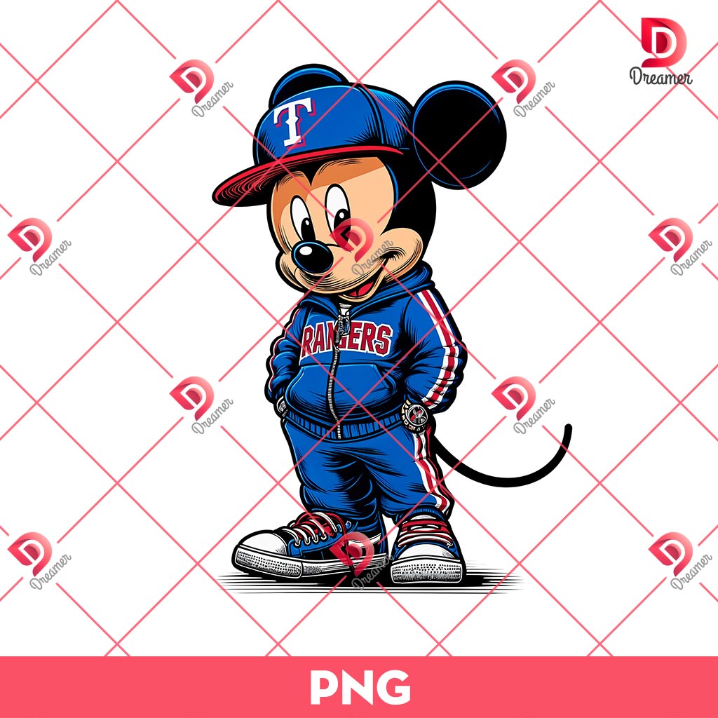 Texas Rangers Mickey Mouse PNG, Disney Mickey Mouse Baseball PNG
