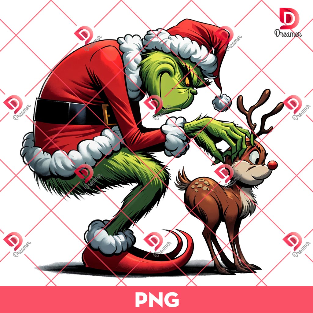 The Grinch And Fred Reindeer PNG, Grinch Christmas PNG