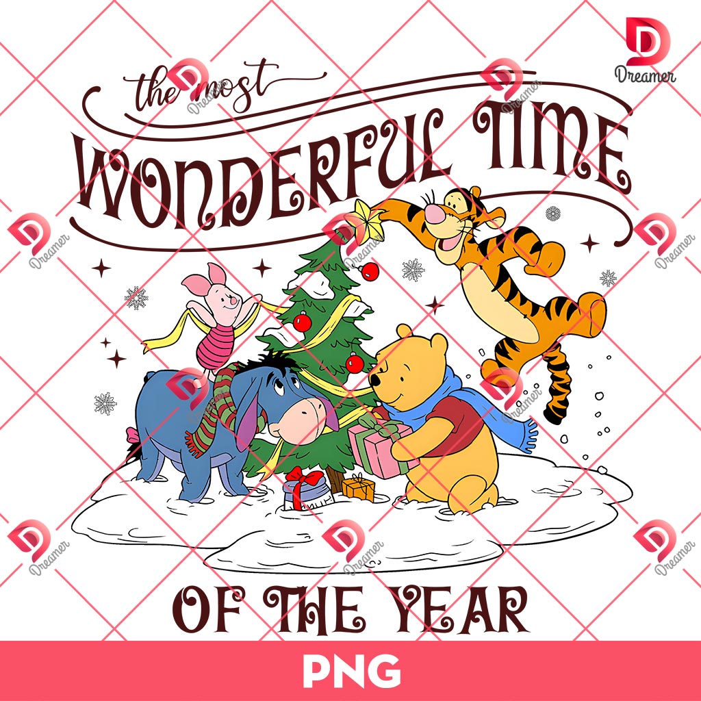 The Most Wonderful Time Of The Year PNG, Winnie The Pooh Christmas PNG