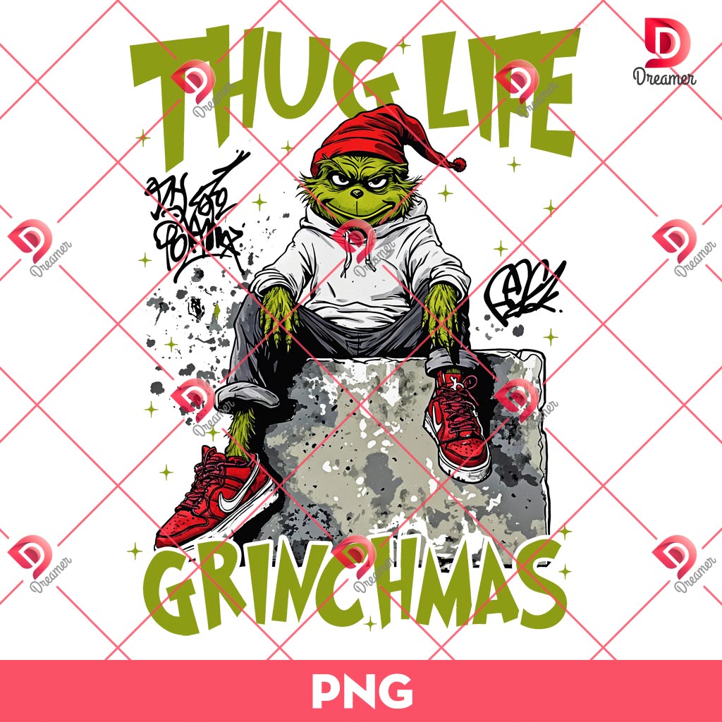 Thug Life Grinch Christmas PNG, Grinchmas Thug Life PNG