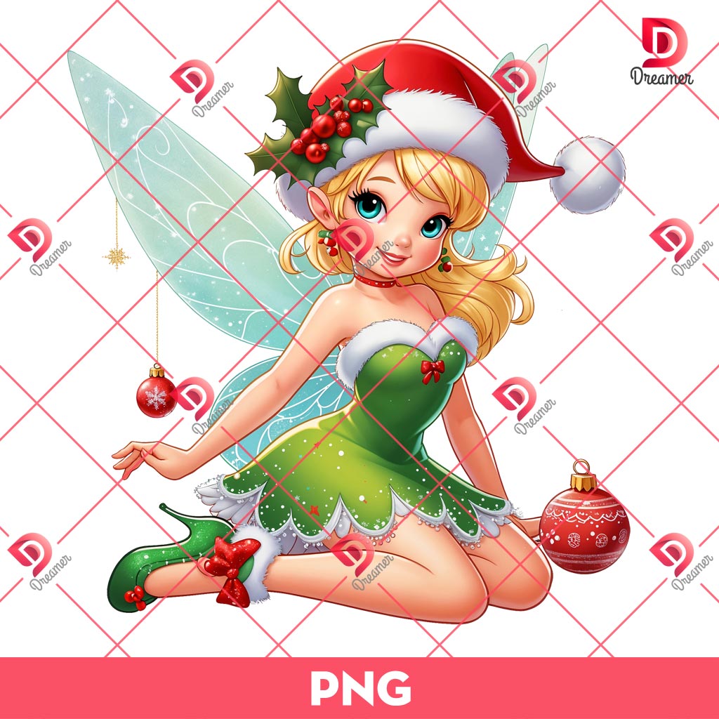 Tinkerbell Fairy Christmas PNG, Cartoon Fairy Merry Christmas PNG