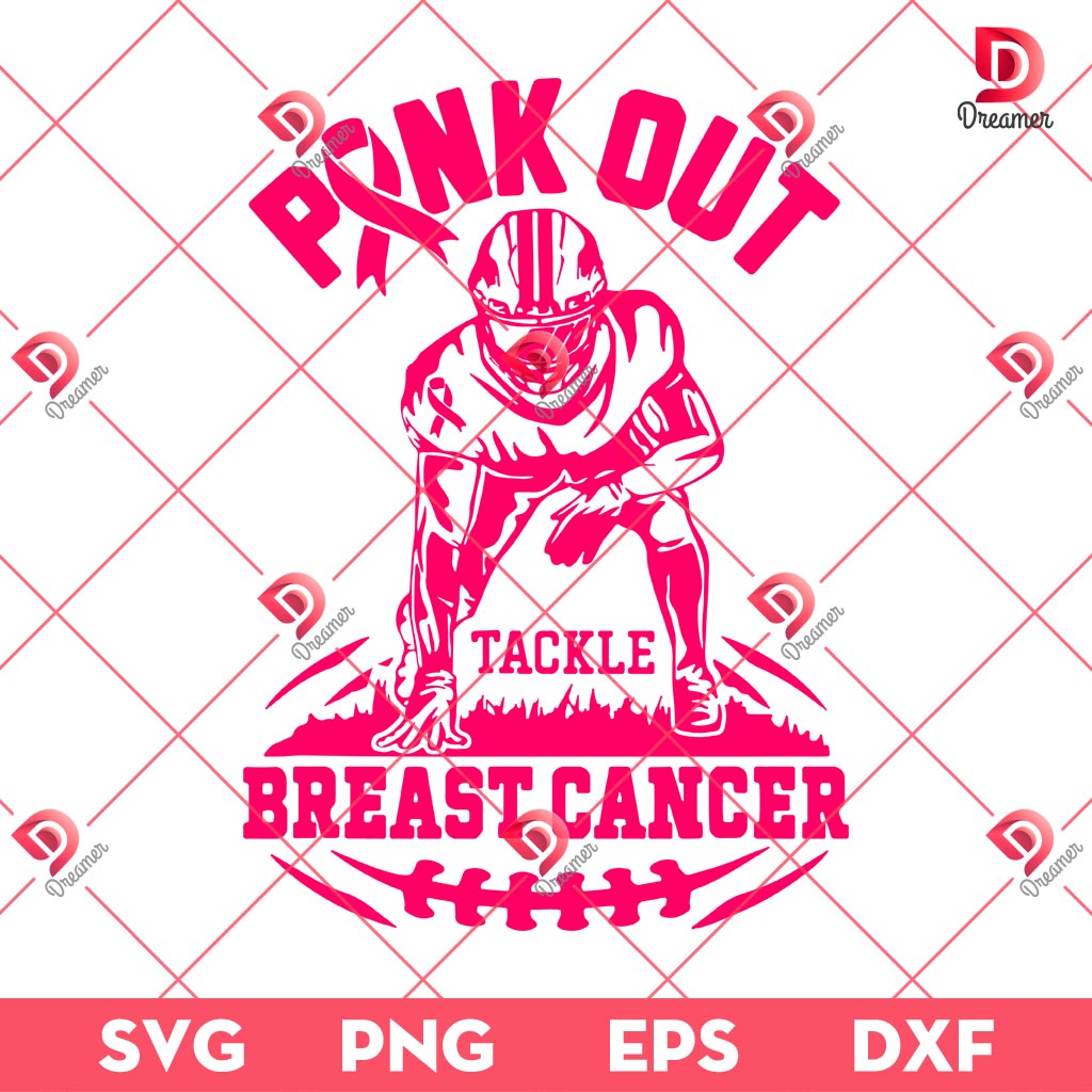 Pink Out Tackle Breast Cancer SVG PNG, Football Cancer Awareness PNG SVG