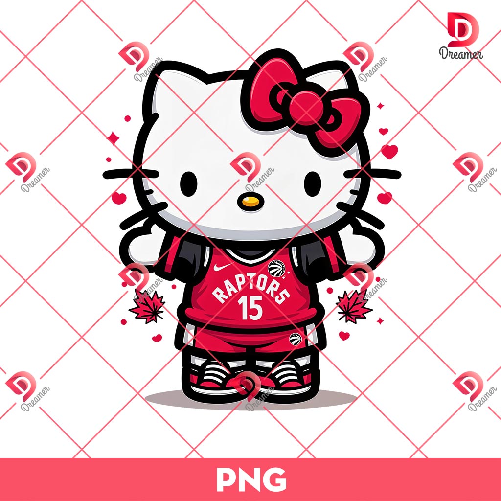 Toronto Raptors Basketball Hello Kitty Player PNG, Hello Kitty NBA Basketball PNG