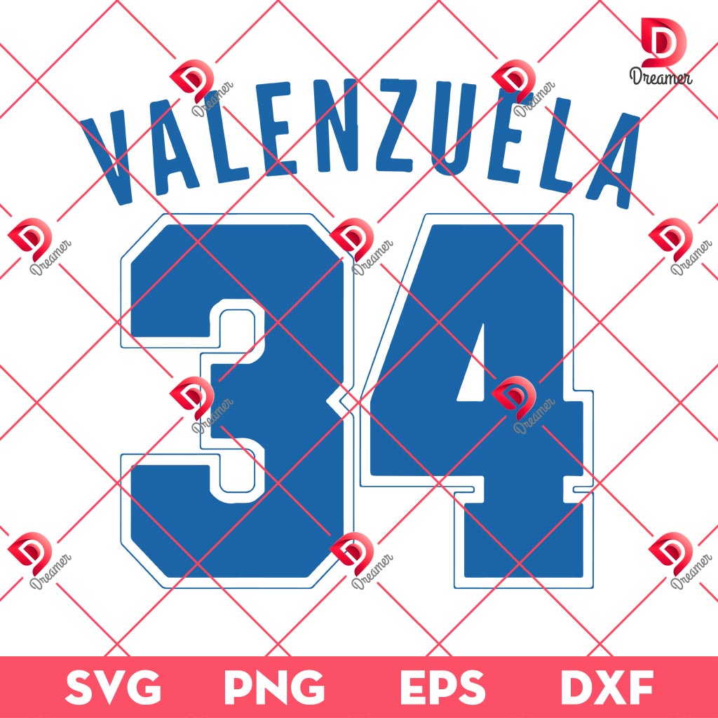 Valenzuela 34 SVG PNG DXF EPS, Los Angeles Dodgers Valenzuela SVG PNG, World Series Champions 2024 SVG PNG