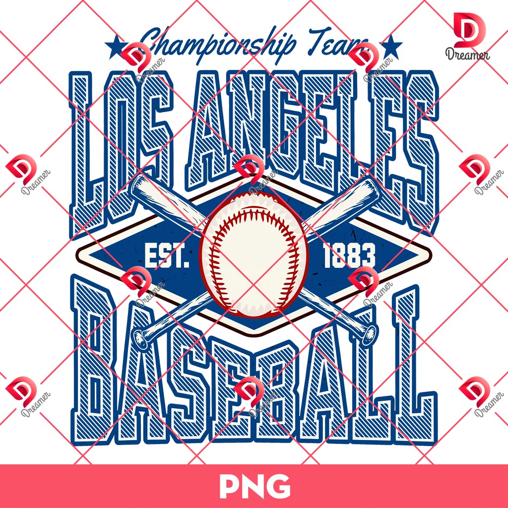 Vintage Los Angeles Baseball PNG, Championship Team PNG, LA Dodgers Baseball PNG