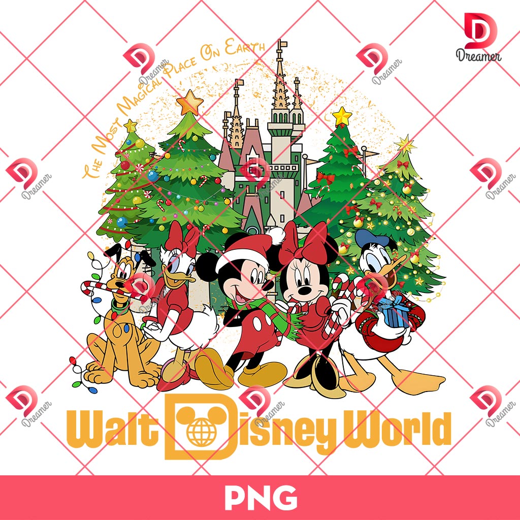 Walt Disney World Christmas PNG, Merry Christmas Disney Friends PNG
