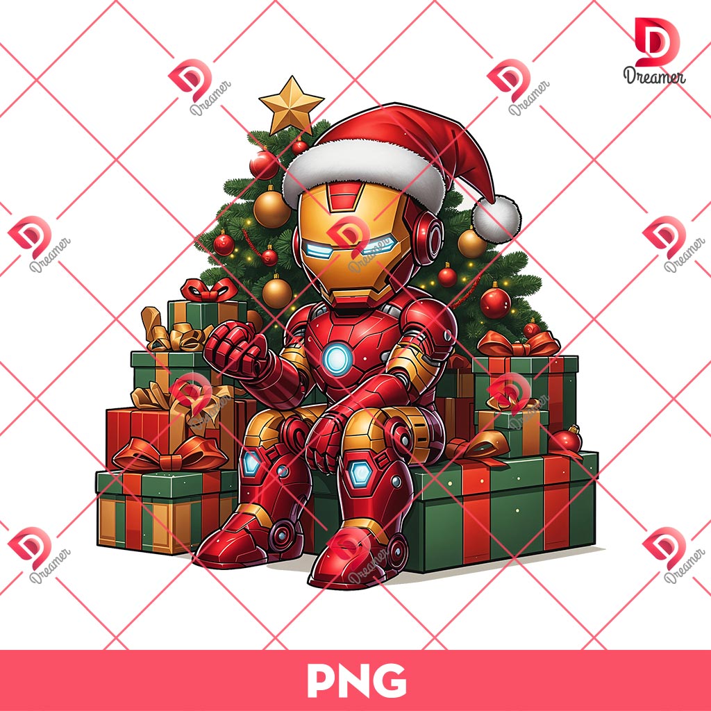 Baby Iron Man Christmas PNG, Merry Christmas Superhero PNG