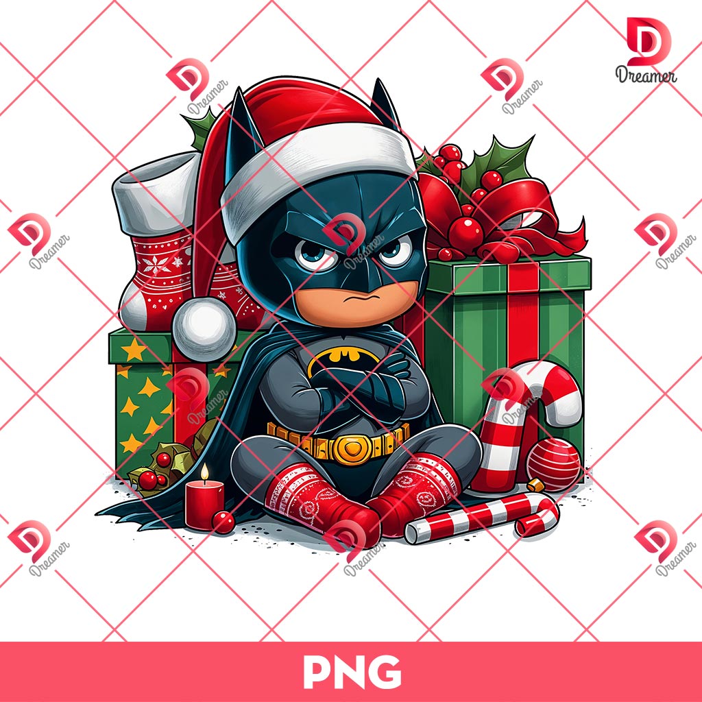 Batman Merry Christmas PNG, Superhero Christmas PNG
