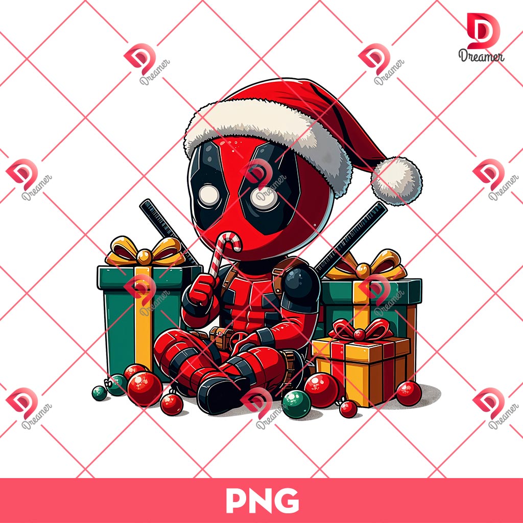 Cute Baby Deadpool Christmas PNG, Superhero Merry Christmas PNG
