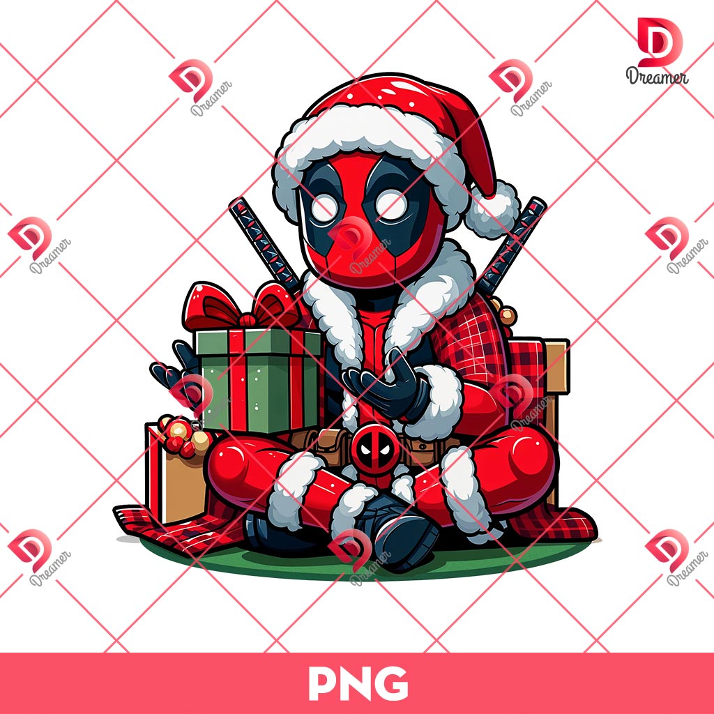 Deadpool Merry Christmas PNG, Superhero Christmas PNG