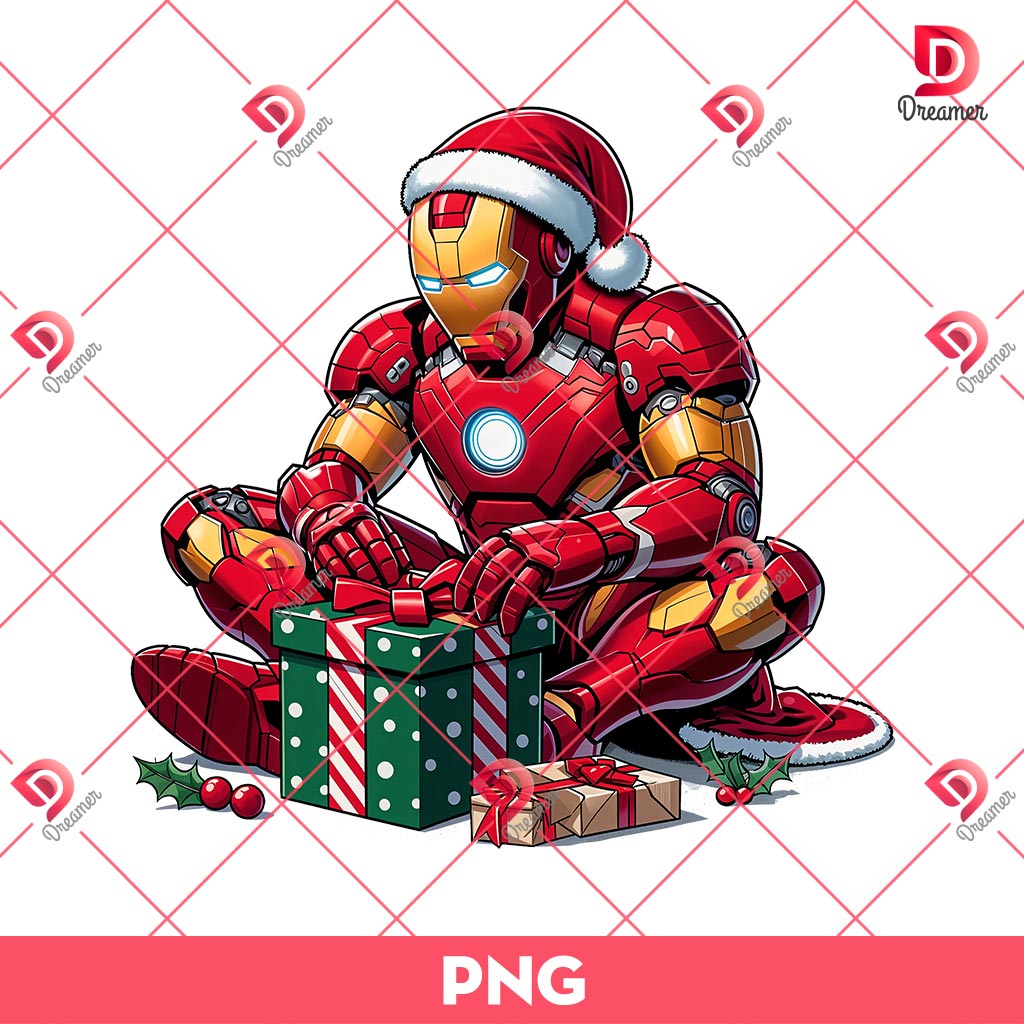 Iron Man Merry Christmas PNG, Superhero Christmas PNG