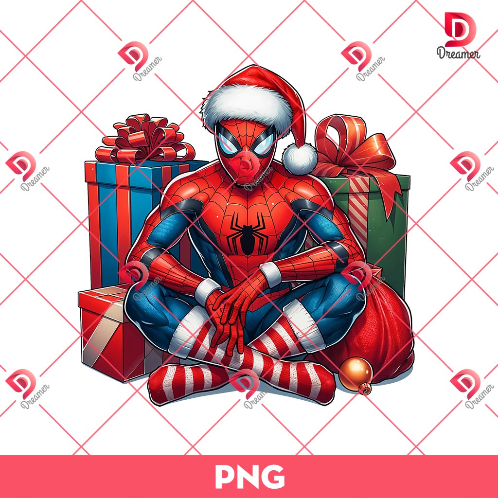Spiderman Merry Christmas PNG, Superhero Christmas PNG