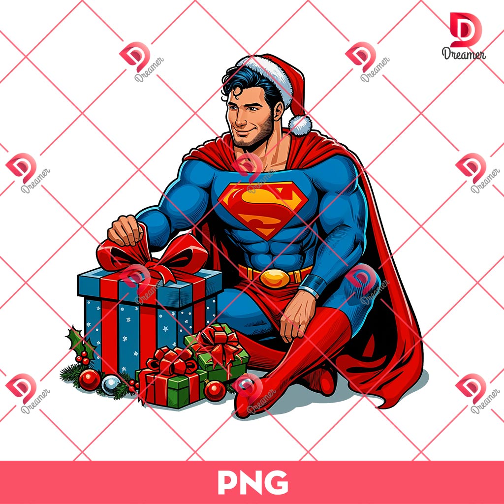 Superman Merry Christmas PNG, Superhero Christmas PNG