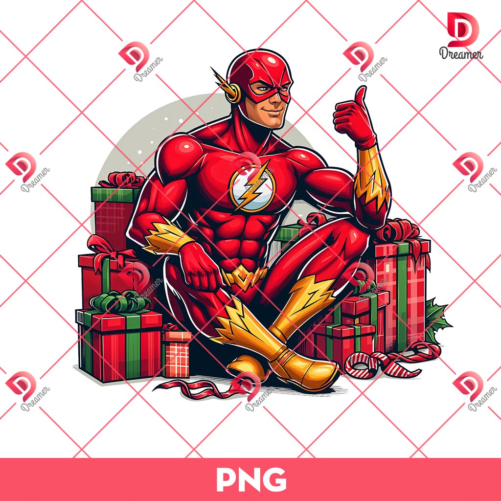 The Flash Merry Christmas PNG, Superhero Christmas PNG