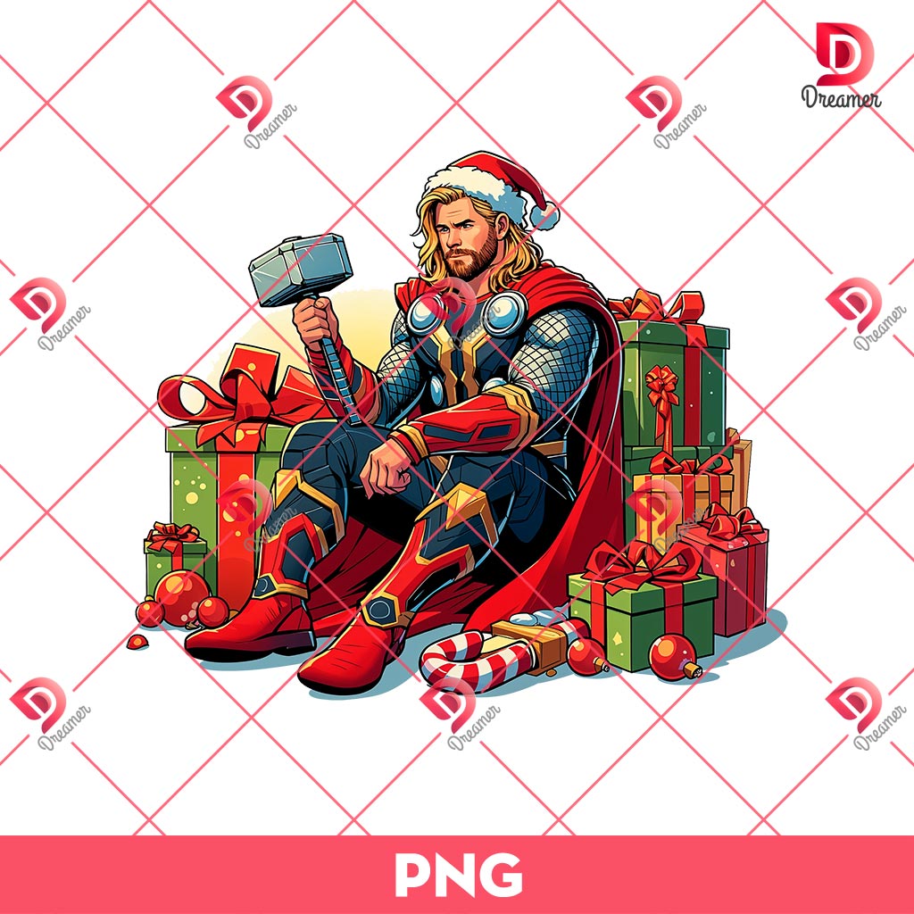Thor Merry Christmas PNG, Superhero Christmas PNG