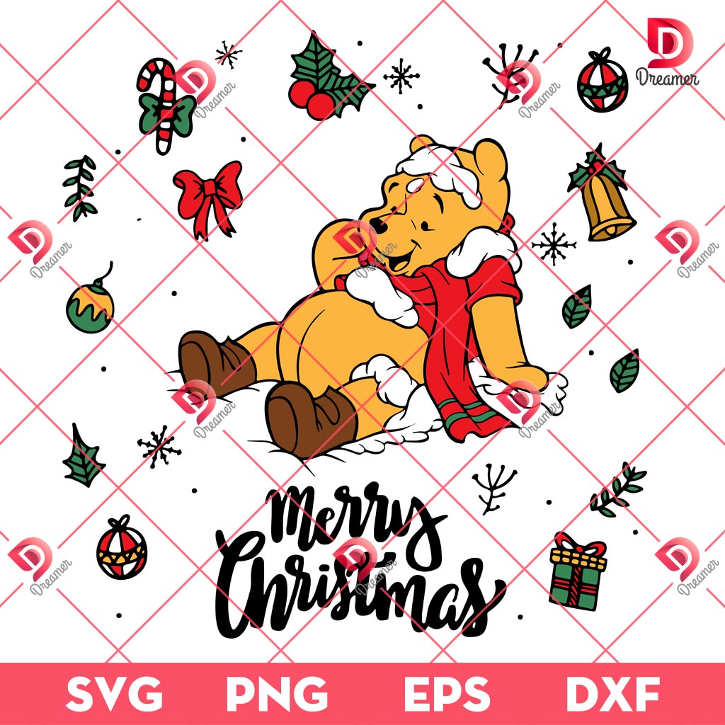 Winnie The Pooh Merry Christmas 2024 SVG PNG, Disney Cartoon Christmas SVG PNG