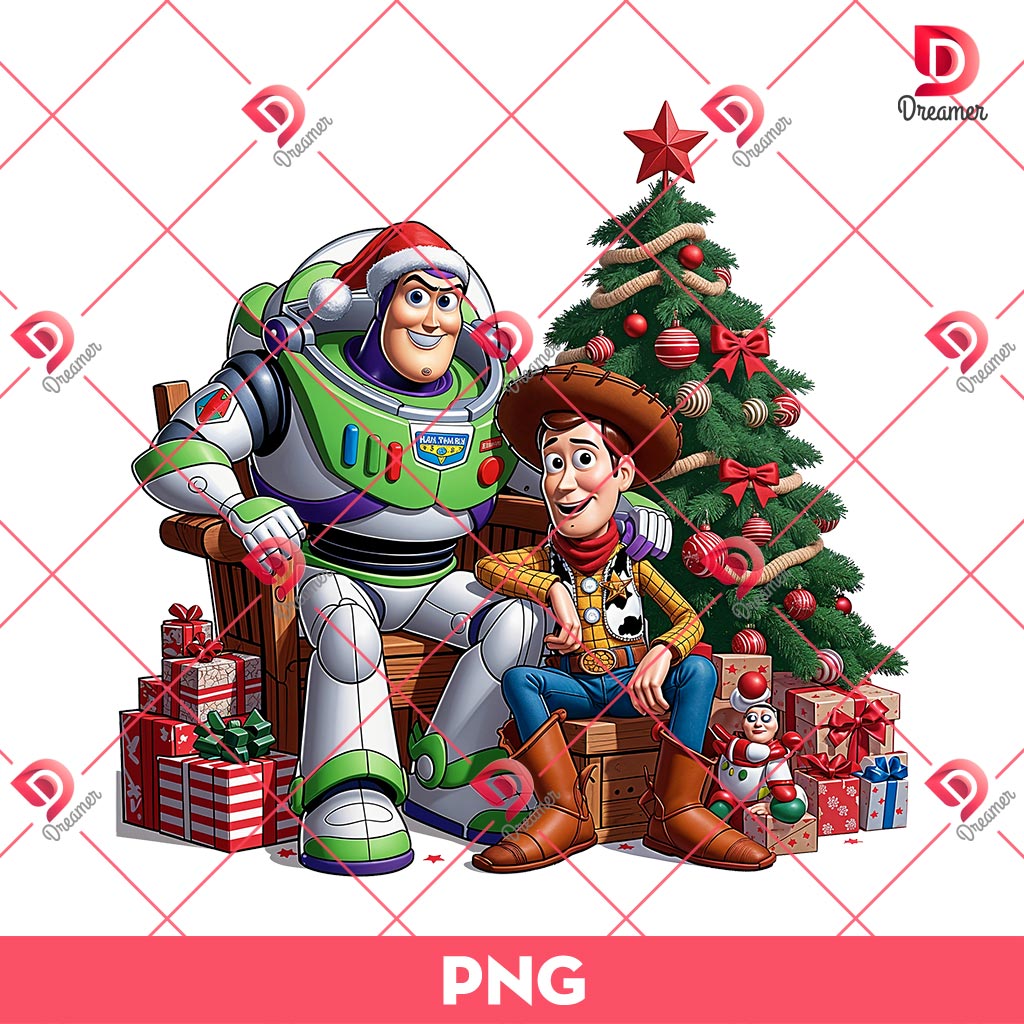 Woody And Buzz Lightyear Christmas PNG, Merry Christmas Toy Story Cartoon PNG