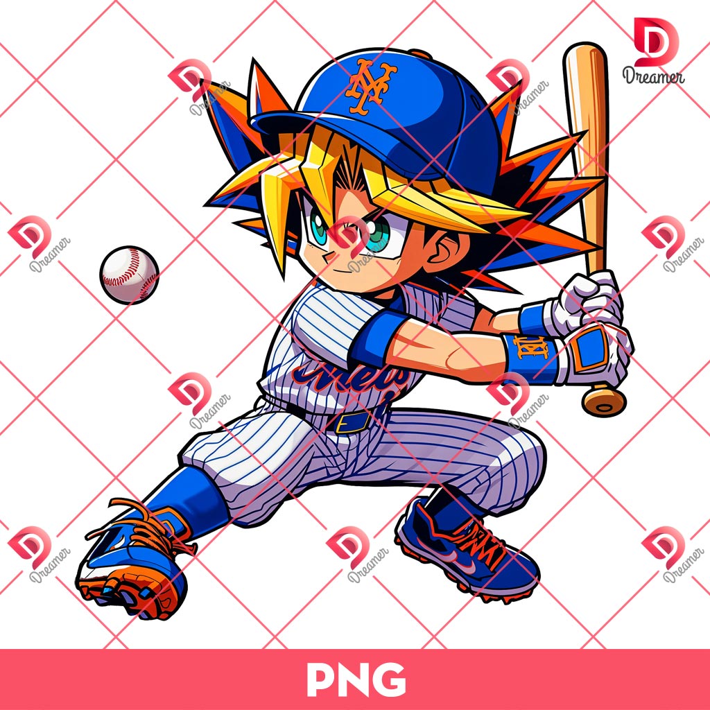 Yugi New York Mets Player PNG, Yugioh Anime Baseball PNG