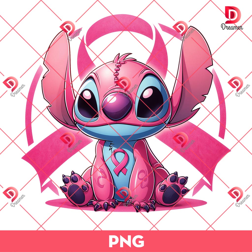 Bundle Cute Stitch Breast Cancer PNG, Pink Stitch Cancer Awareness PNG Bundle
