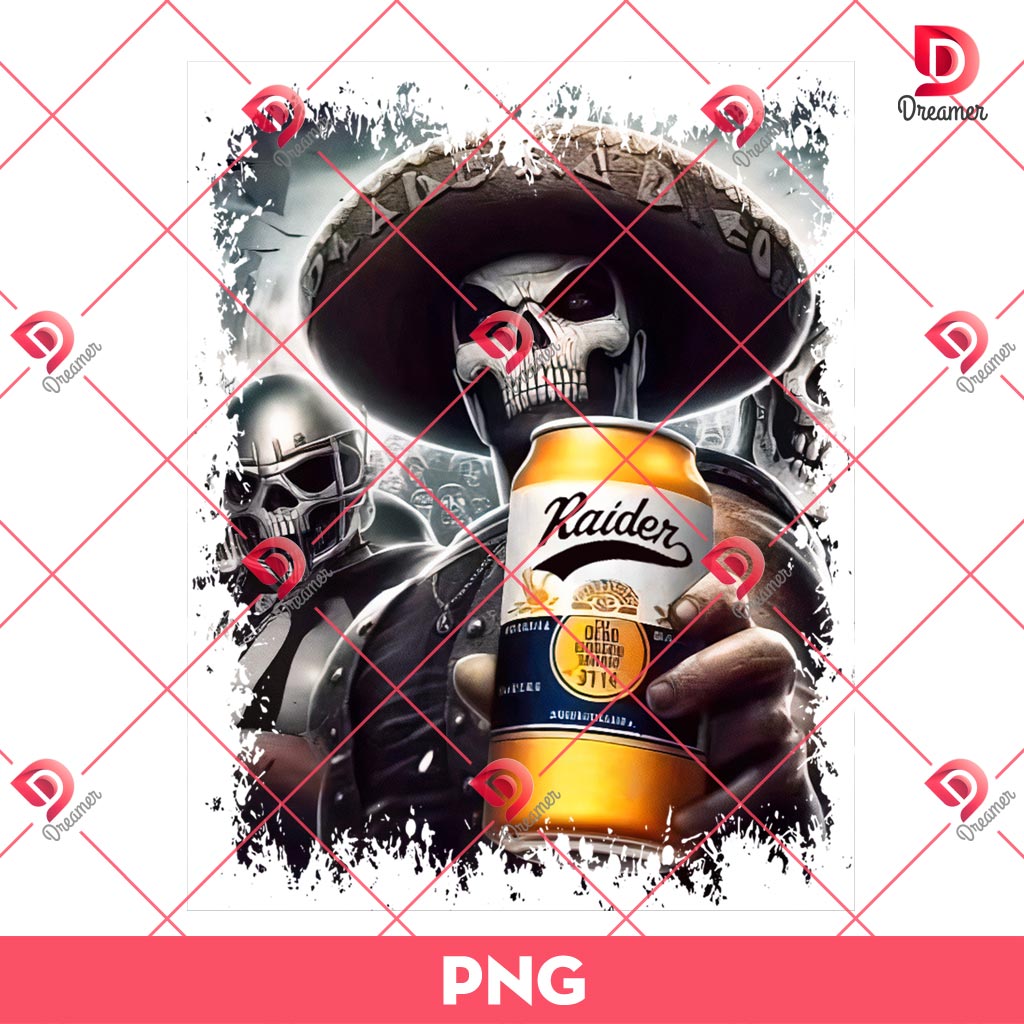 Raiders Beer PNG, Skeleton Pirate Drinks Raiders Beer PNG