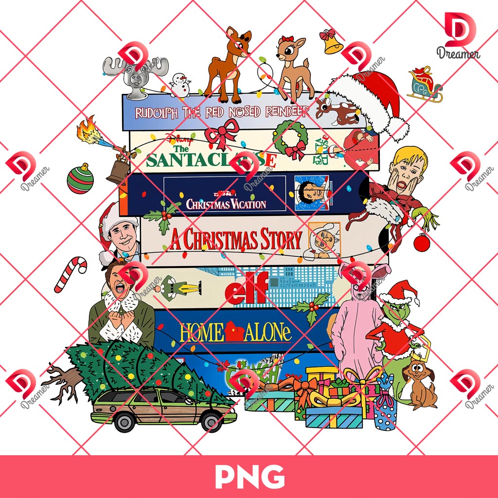 90s Style Christmas PNG, 90s VHS Christmas Movies PNG