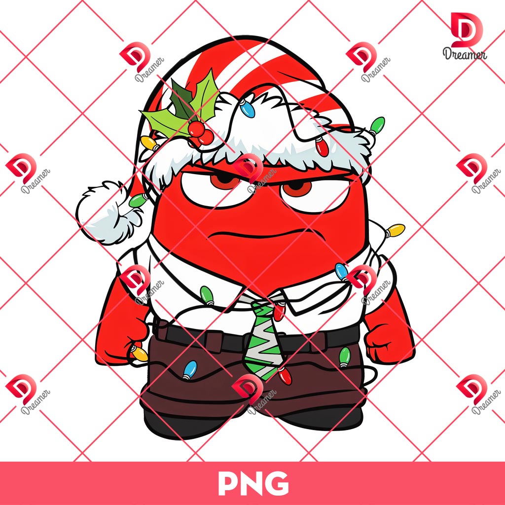 Anger Christmas PNG, Merry Christmas Inside Out Movie Cartoon PNG