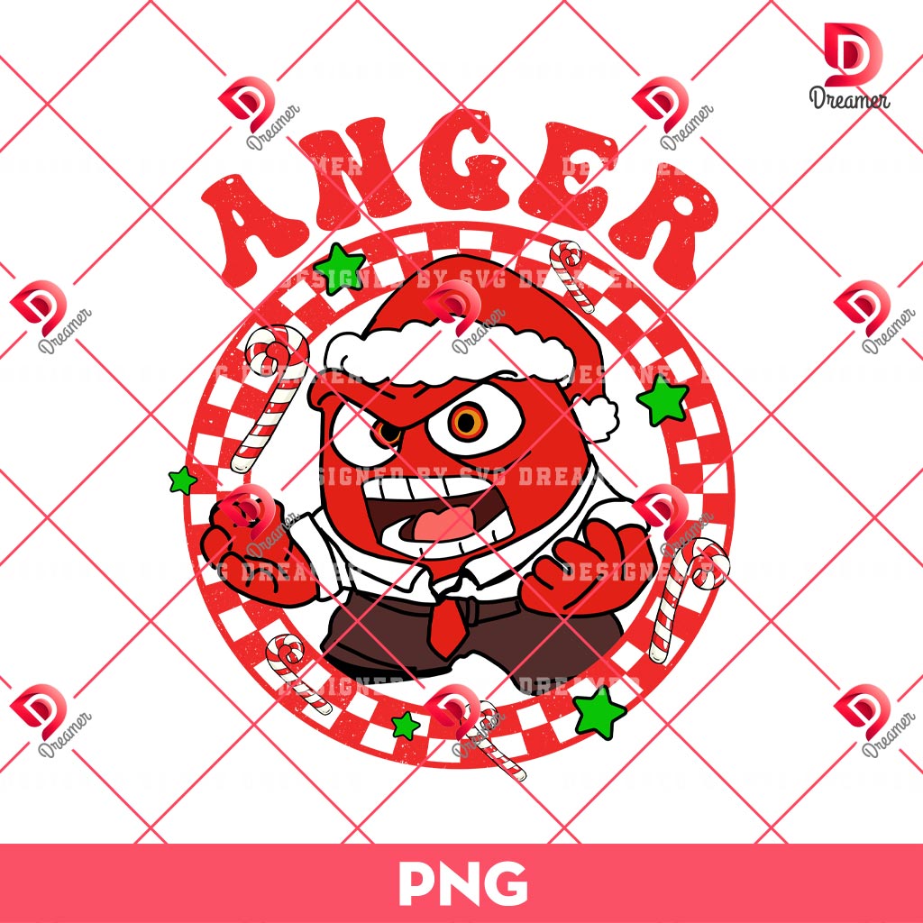 Anger Inside Out Christmas PNG, Inside Out 2 Cartoon Merry Christmas PNG