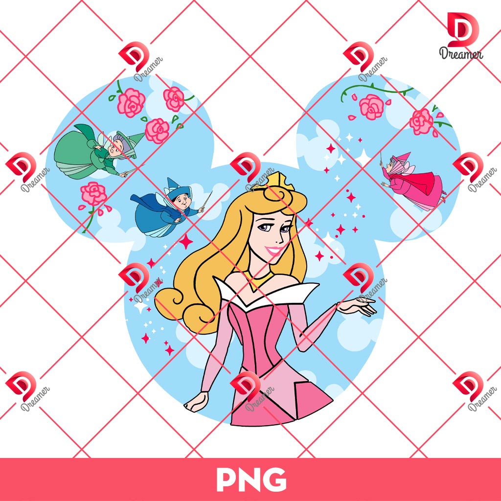 Aurora Princess In Disney Mouse Head PNG, Disney Princess PNG