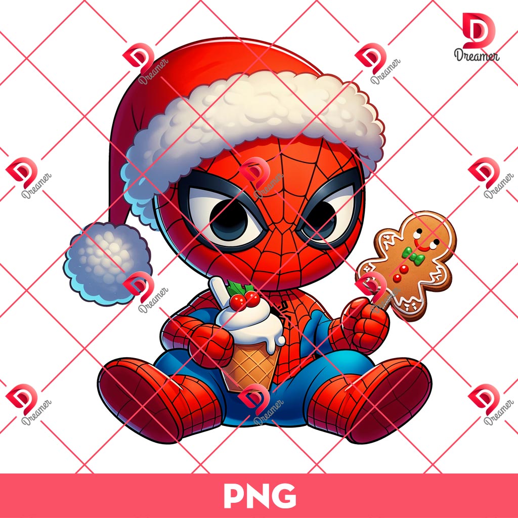 Baby Spiderman Christmas PNG, Cute Superhero Merry Christmas PNG