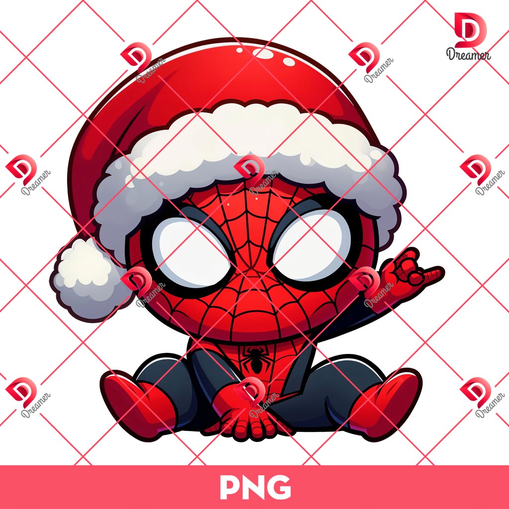 Baby Spiderman Merry Christmas PNG, Superhero Xmas PNG