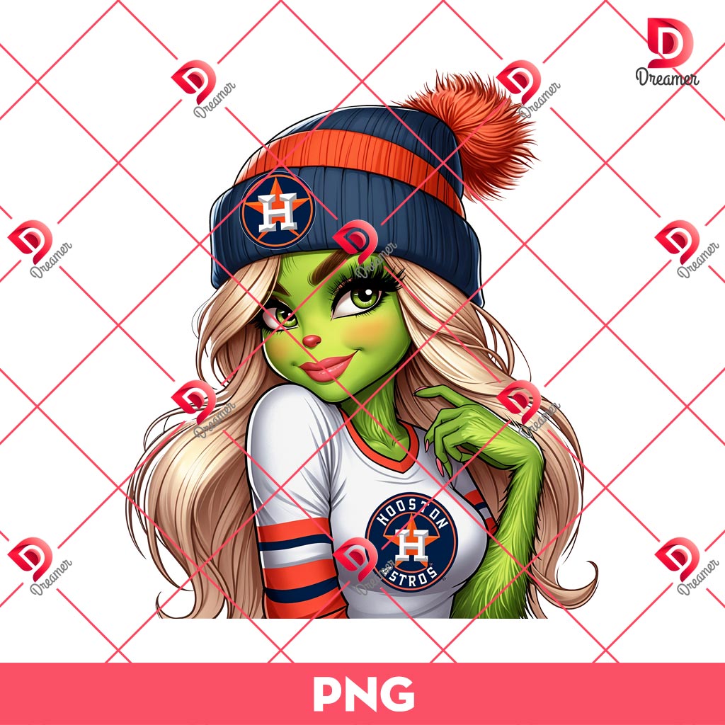 Beautiful Grinch Girl MLB Houston Astros PNG, Baseball Grinchmas Astros Team PNG