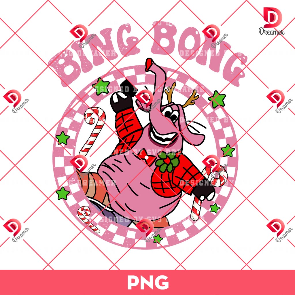 Bing Bong Inside Out Christmas PNG, Inside Out 2 Cartoon Merry Christmas PNG
