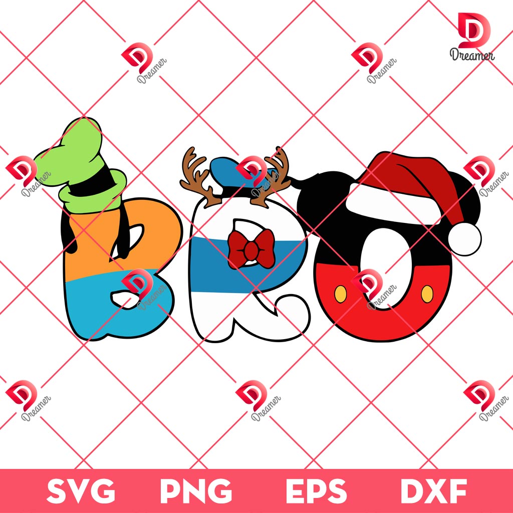 Bro Disney Mouse Friends Christmas SVG PNG, Disney Bro Christmas PNG SVG EPS DXF