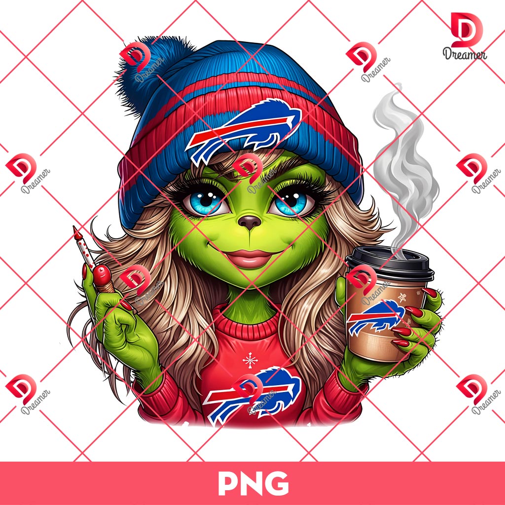 Buffalo Bills Christmas Boujee Grinch Girl PNG, Cute Grinch Girl Buffalo Bills NFL Football PNG