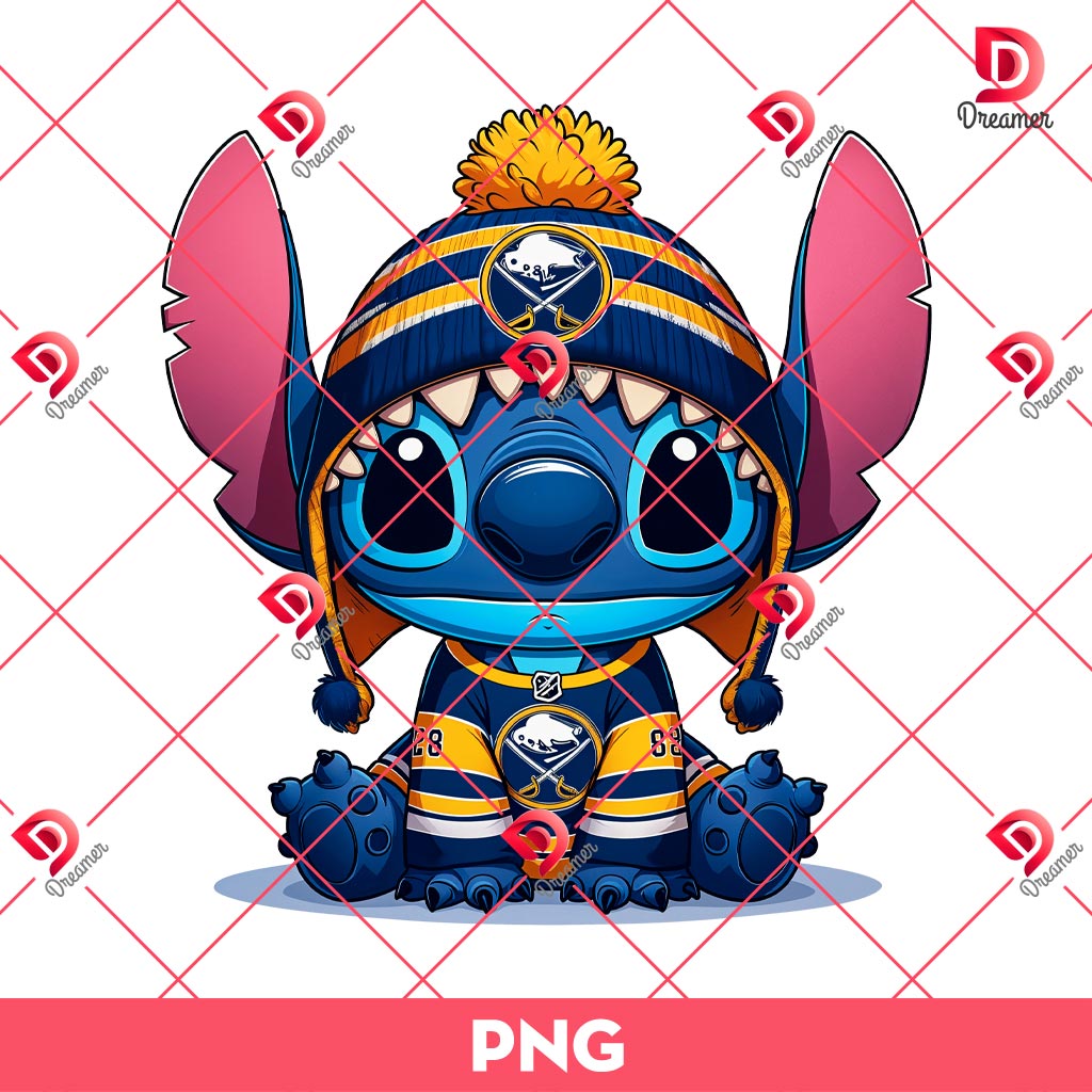Buffalo Sabres Disney Stitch PNG, Cartoon Disney Lilo Stitch NHL Hockey PNG