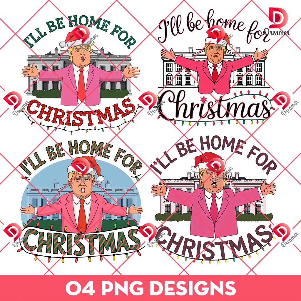 Bundle Trump I'll Be Home For Christmas PNG, Trump Won 2024 PNG Bundle, Trump Christmas Bundle PNG