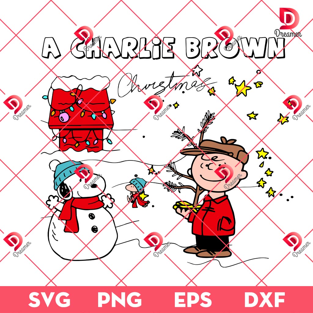 Charlie Brown Merry Christmas SVG PNG, Peanuts Cartoon Christmas PNG SVG