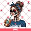 Chicana LA Dodgers Drinks Coffee PNG, Los Angeles Dodgers Messy Bun Girl PNG