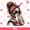 Chicana Messy Bun Girl SF 49ers PNG, NFL Football San Francisco 49ers Chicana Drinks Coffee PNG