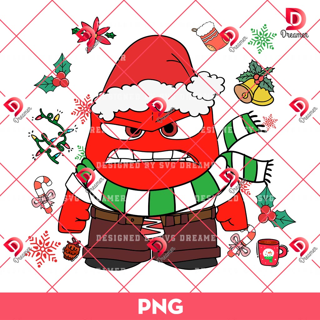 Christmas Anger Inside Out PNG, Disney Movie Christmas PNG